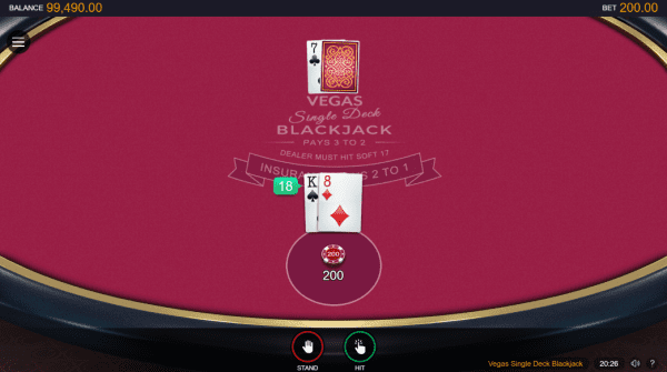 Blackjack à un seul jeu Microgaming E