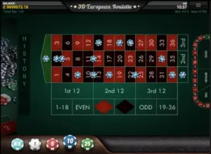 Roulette européenne 3D 1x2gaming